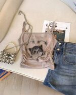 The KItty Top - Y2k aesthetic top featuring a cat print design.