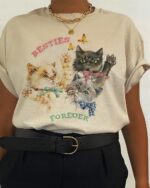 Cute Kitten Besties Forever T-Shirt featuring three adorable kittens.