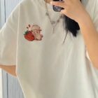 Short Sleeve Strawberry Bunny T-shirt word3