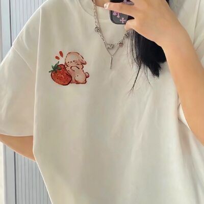 Short Sleeve Strawberry Bunny T-shirt