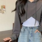 Irregular Hooded Top - Korean Aesthetic word3