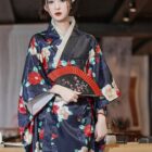 Satin-Fabric Light Kimono - Japanese Floral Design word3