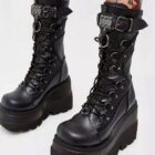 Y2K Punk Leather Platform Boots - Kawaii Gothic Collection word2