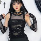 Dark Mesh Top Vest - Gothic Aesthetic word1