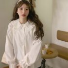 French Style Collar Shirt - Vintage Aesthetic word1