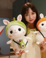 Kawaii bunny plushie, Cotton the Adventurous Rabbit, a soft, hatted plush toy.