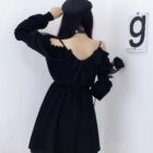 Solid Black Dress - Gothic Aesthetic word2