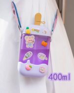 Kawaii ice cream water bottle with stickers and volume marking.