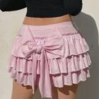 Bowed Pink Ruffled Skirt - Coquette Aesthetic word2
