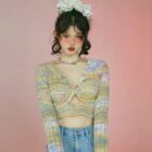Hollow-out Knitted Long-sleeved Sweater - Vintage Aesthetic word1
