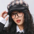 Retro Plaid Beret - French Aesthetic word3