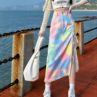 Denim Long Skirt - Y2K American Aesthetic