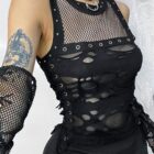 Dark Mesh Top Vest - Gothic Aesthetic word1