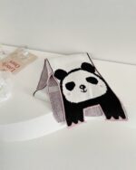 White animal winter scarf featuring a cute panda design.