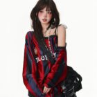 Off Shoulder Sport Sweatshirt - Coquette Aesthetic word2
