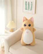 Kawaii Huggy Neko Cat Plushie, a cute plush toy with a heart design and big eyes.