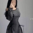 Off-shoulder Slim Fit Corset Dress - Grunge Aesthetic word2