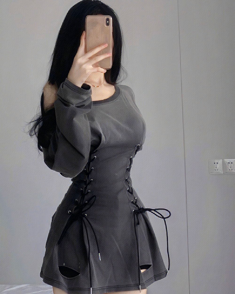 kn48haeytzgy3kd55h9v.jpg Off-shoulder Slim Fit Corset Dress - Grunge Aesthetic word2