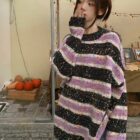 Striped Loose Sweater - Y2K Aesthetic word2