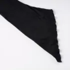 Black gothic aesthetic dress, close-up of ruffled fabric detail.