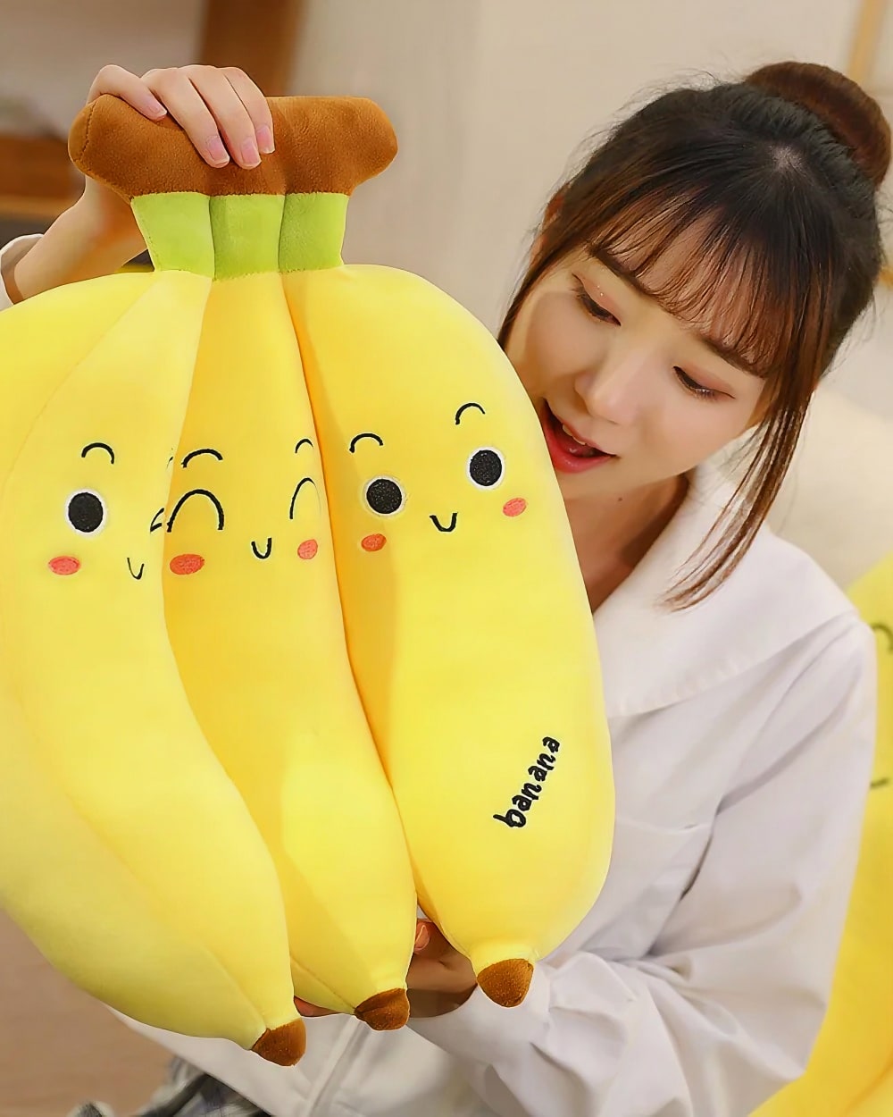 Set of cute yellow banana plushies, a three pack edition.