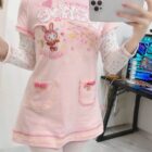 Pink Pastel Hooded Dress - Cutecore Aesthetic word3