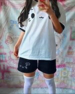 Cute Cotton Black Shorts - Kaomoji Aesthetic, showcasing a close-up view of the shorts.