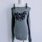 Off-shoulder Sweater - Gothic Aesthetic word2
