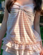 Japanese-Style Tank Top - Soft Girl Aesthetic, featuring a striped, ruffled design.