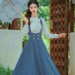 Blue Skirt / White Blouse