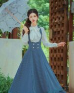 Blue Skirt / White Blouse