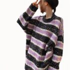Striped Loose Sweater - Y2K Aesthetic word2