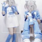 Sky Blue Gaming Tee - Harajuku Aesthetic word1