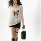 American Style Long Sleeve Thin T-shirt - FairyCore word1