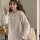 French Style Collar Shirt - Vintage Aesthetic word1