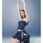 Laced Denim Mini Skirt - Y2K Aesthetic word2