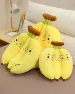 Cute yellow banana plushies, three pack edition. Soft and adorable toy bananas.
