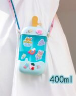 Kawaii ice cream water bottle, 400ml capacity, featuring cute character designs.