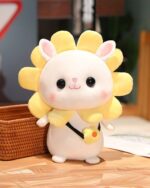 Cute kawaii bunny plushie, Cotton the Adventurous Rabbit, featuring a yellow hat and soft details.