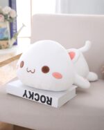 Kawaii mochi peach cat plushie, a soft and cuddly stuffed animal.