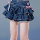 Laced Denim Mini Skirt - Y2K Aesthetic word2