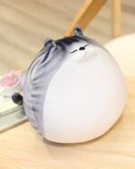 Kawaii extra chonky cat plushie - Round Edition, a fluffy, grey and white plush toy.