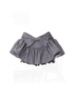 Gray french style bow skirt with ruffles and a high waist. Y2K aesthetic.