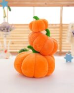 Stacked pumpkin plush cushion. Cute orange plush pumpkins for aesthetic room decor.