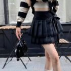 Laced Pleated Skirt - Korean Aesthetic word2
