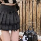 Laced Pleated Skirt - Korean Aesthetic word2