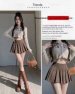 High Waist Mini Skirt - Vintage Aesthetic, pleated style.