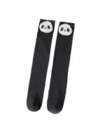 Black kawaii animal stockings with panda faces, JK Edition.