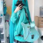 Turquoise Zipper Hoodie - Harajuku Streetwear word2