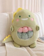 Plushie Inception: A green dinosaur plushie filled with smaller plushies.
